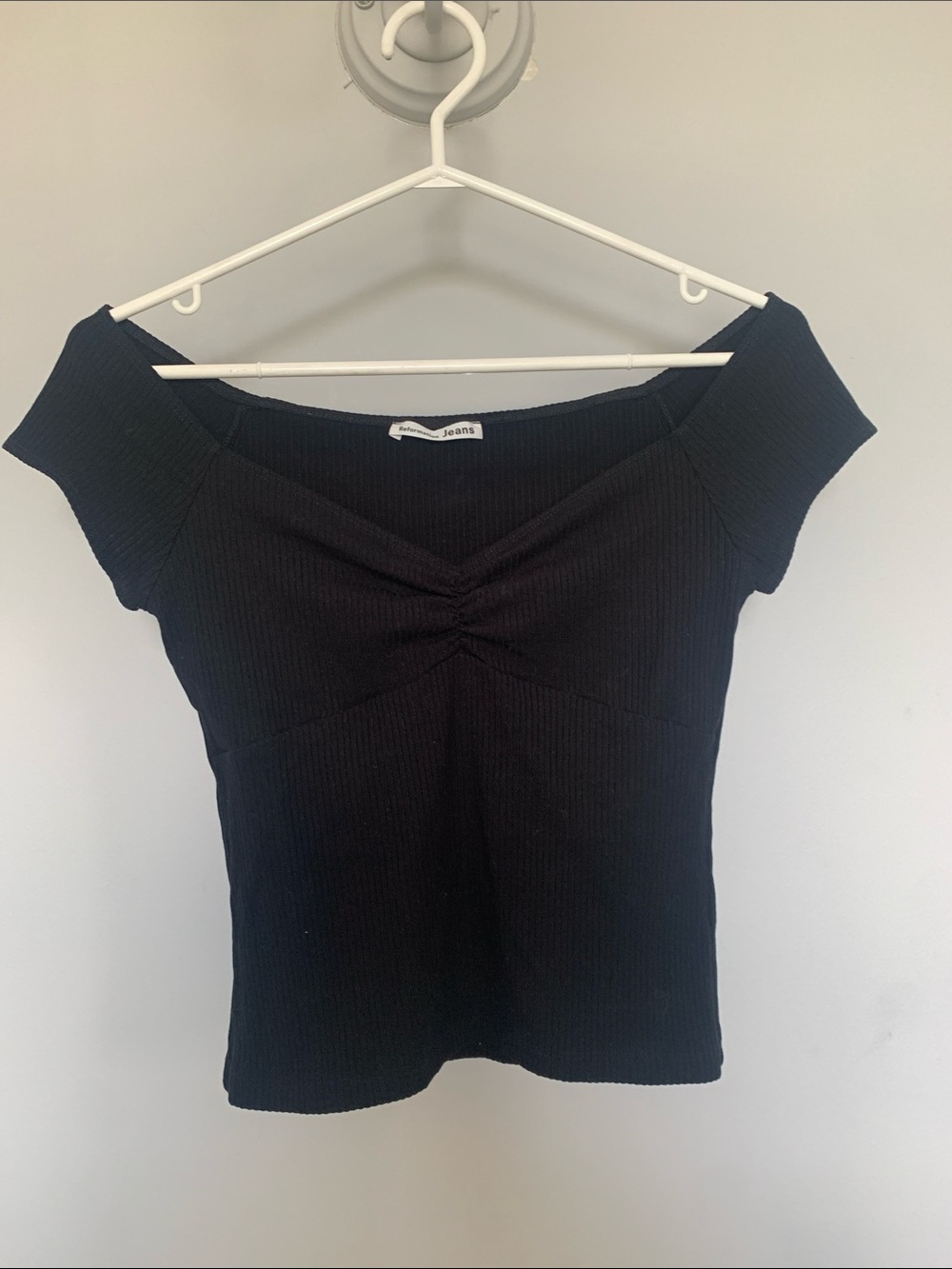 Reformation Black Sweetheart Ribbed Crop Top